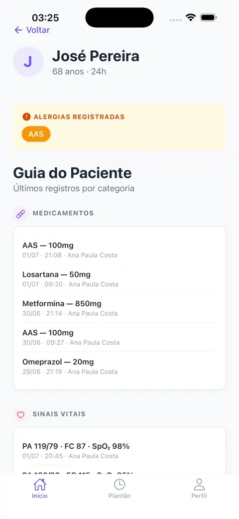 Detalhe do paciente